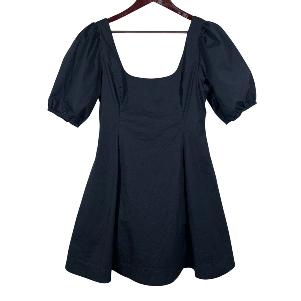 Staud Laelia Dress Size 14 Poplin Cotton Puff Sleeves‎ Mini Fit Flare Minimalist